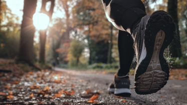 person running through the park