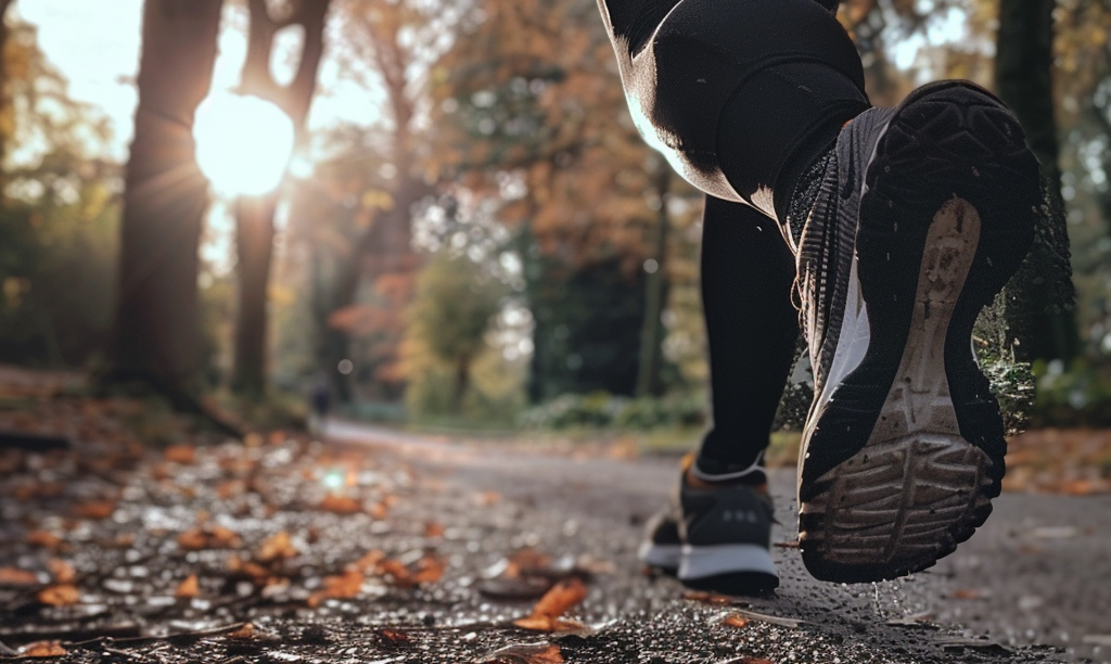 person running through the park