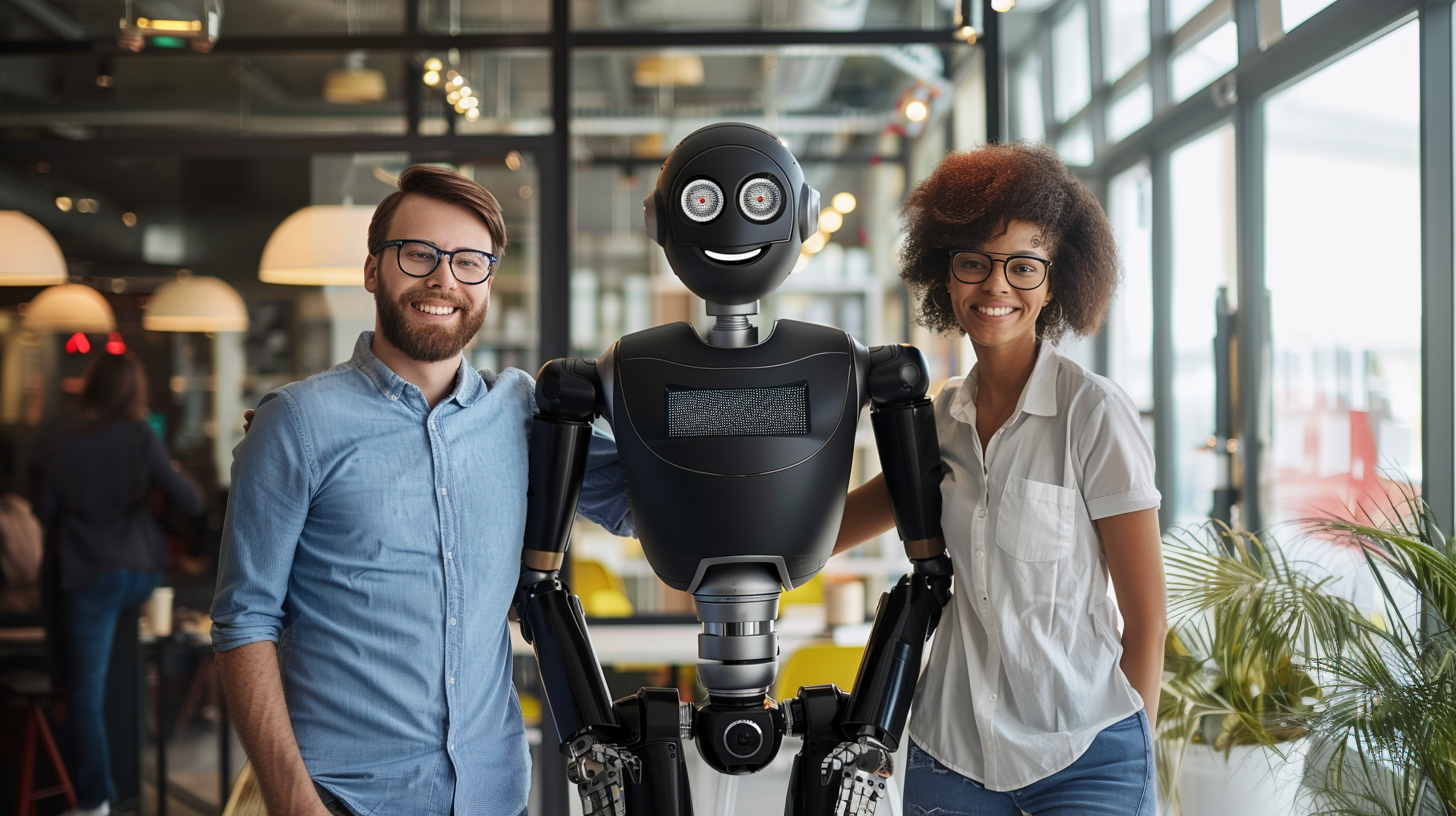 coworkers with their robot colleague