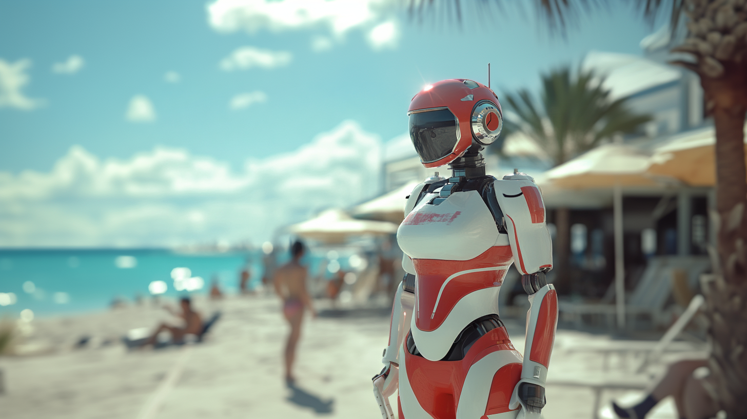 robot lifeguard at the beach